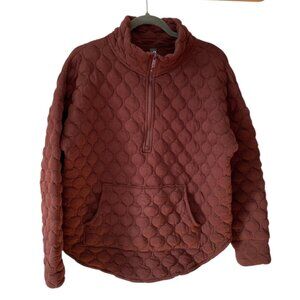 GAP FIT Warm Brown Jacquard Oversized Quilted Half Zipper Sweatshirt Size S